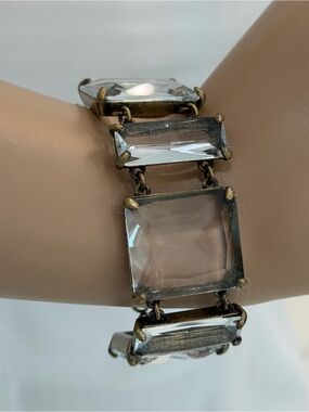 Vintage-Inspired  J.Crew Bracelet, Antique Goldtone, Clear Faceted Stones
